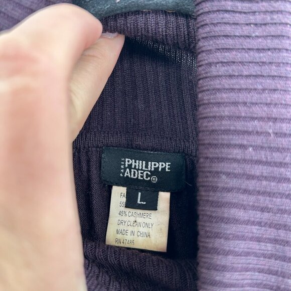 PHILIPPE ADEC Plum Purple Silk Cashmere Turtleneck Pullover Sweater Size Large - Picture 5 of 7